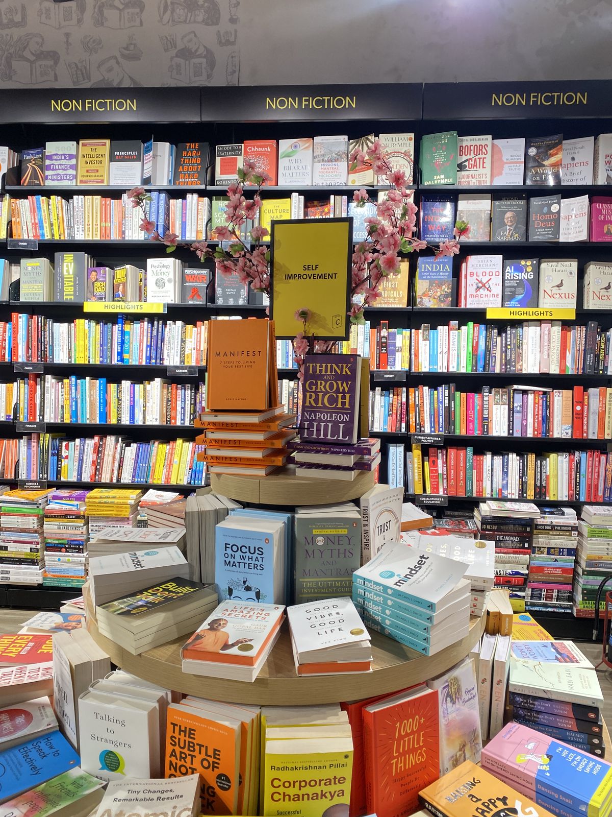 Knowledge Master bookstore showcase with textbooks and educational materials